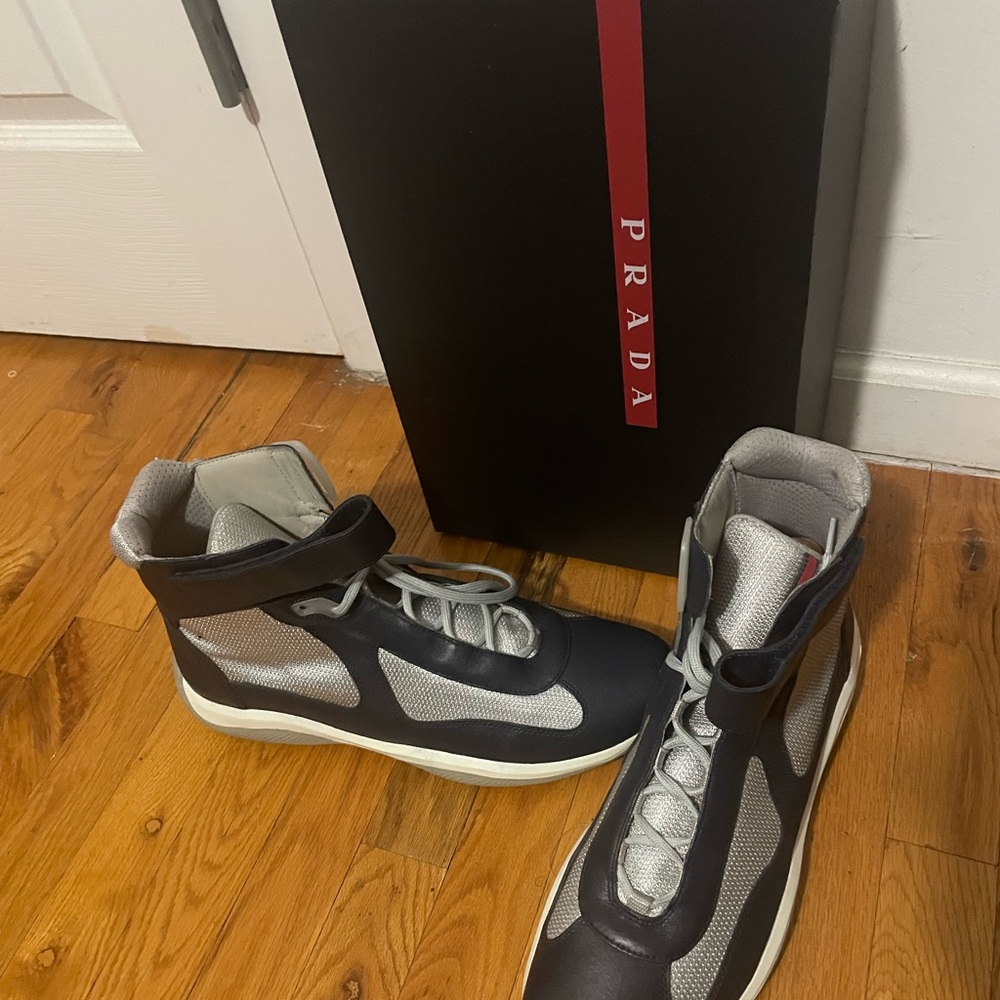 PRADA Black and Gray High-Top Mens Sneaker - Picture 3 of 5